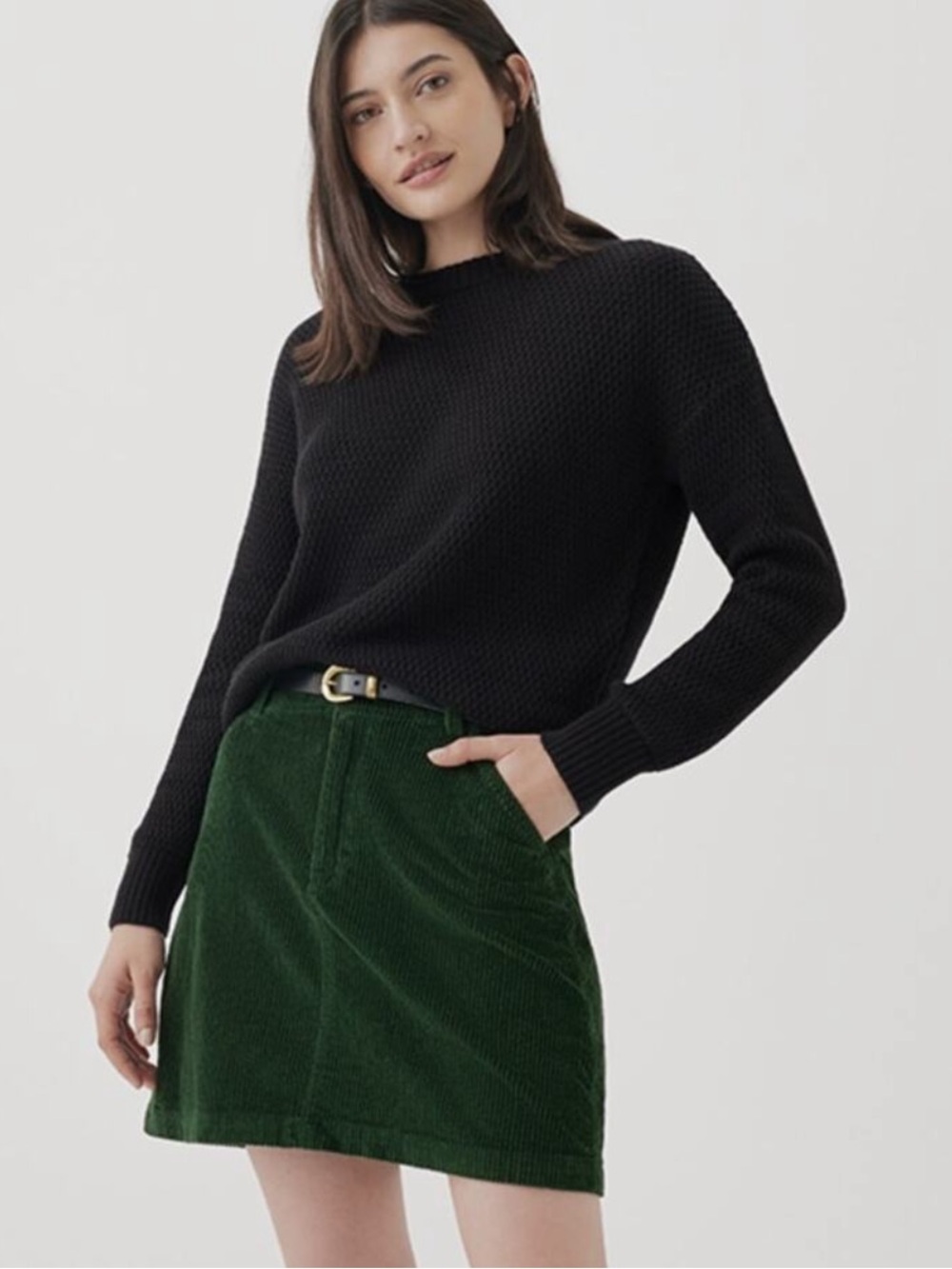 Pact Dark Green Corduroy Mini Skirt Size L Organic Cotton - Picture 2 of 10